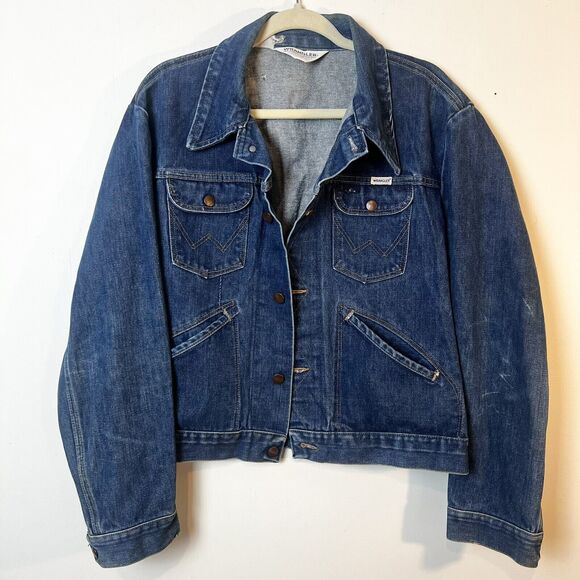 Vintage Wrangler No-Fault Denim Jacket 70s 80s Sanfor-Set USA Men’s L - Picture 1 of 15